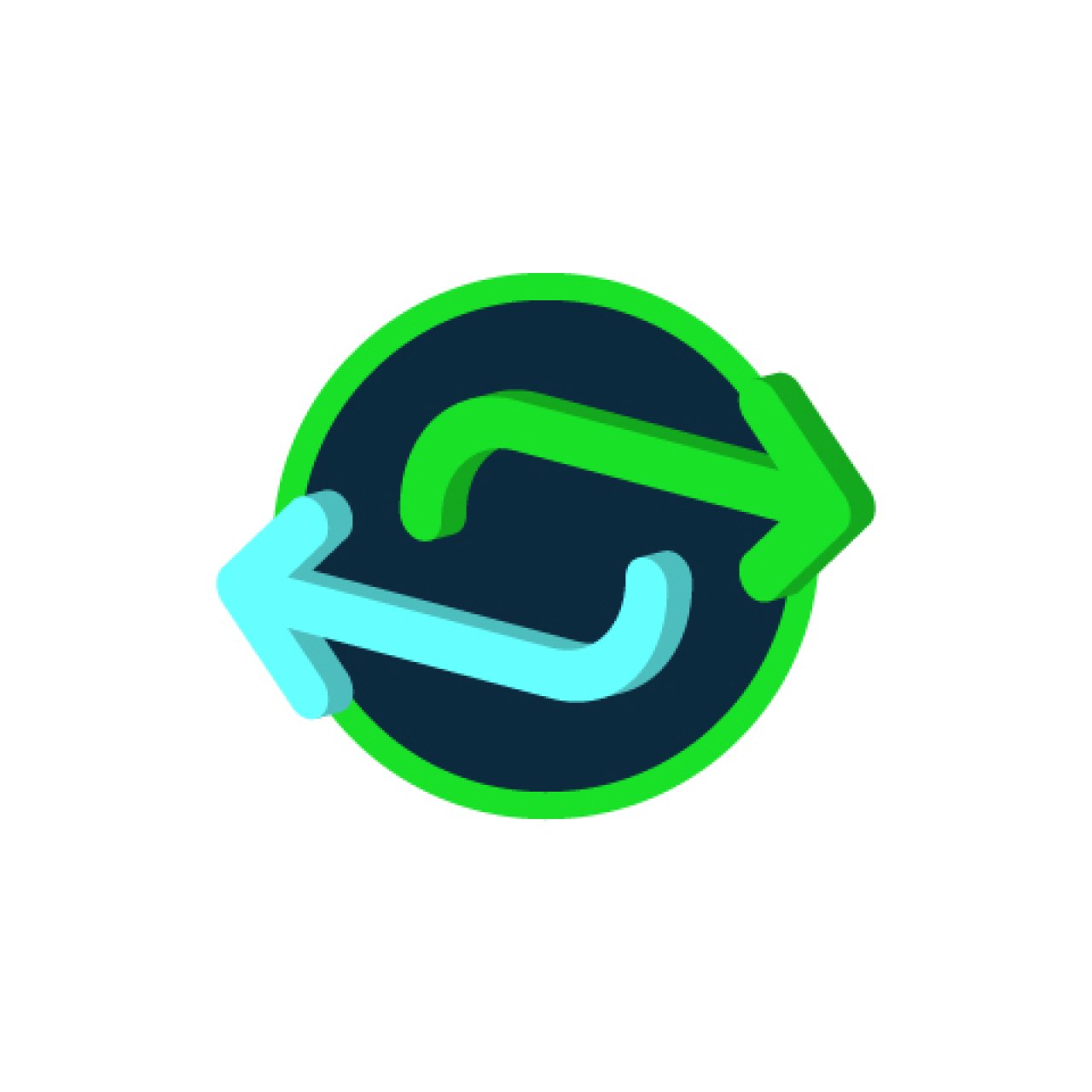 Icon, das einen grünen und einen hellblauen Pfeil zeigt.