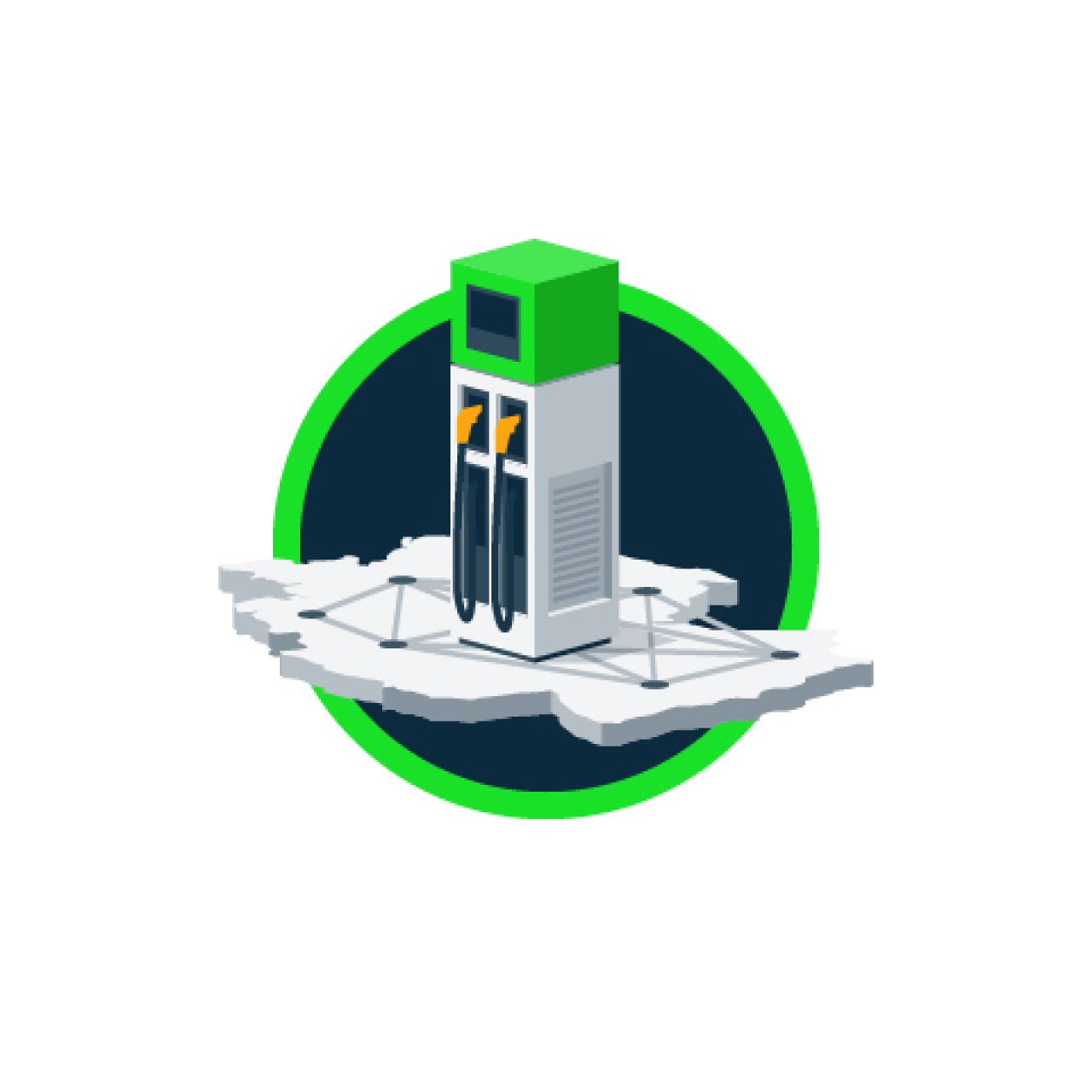 Icon, das eine grünweiße Zapfsäule zeigt.