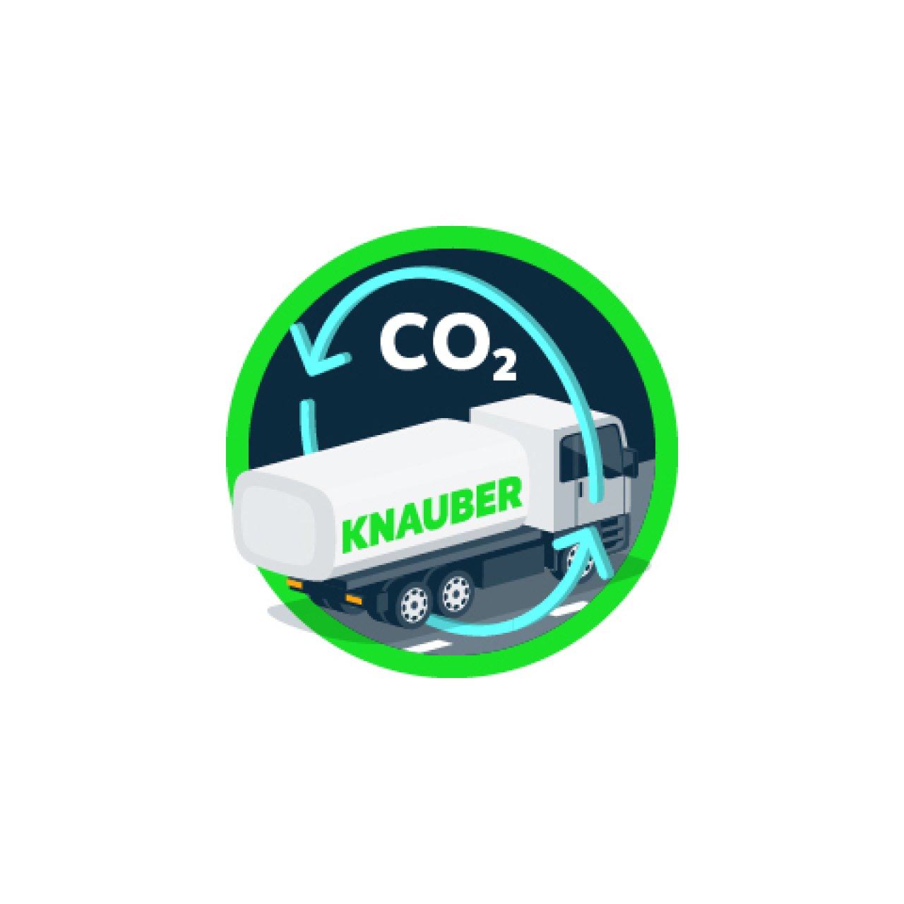 Icon, das einen LKW und eine CO2 Wolke zeigt.