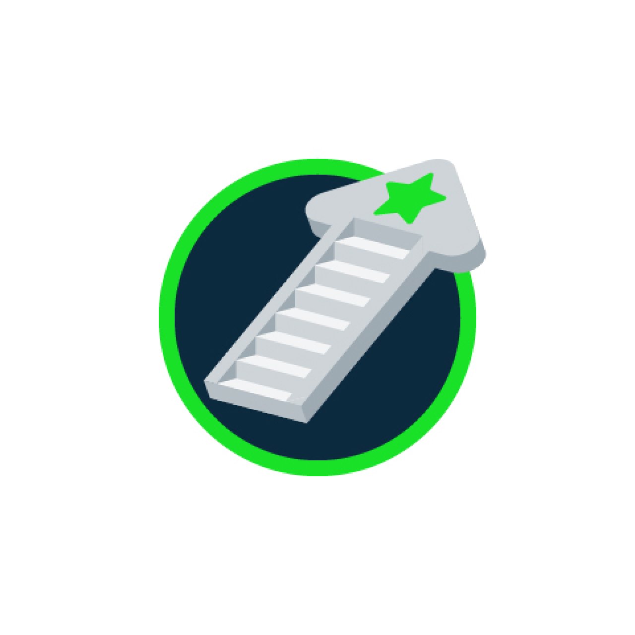 Icon, dass eine Treppe nach oben zeigt.