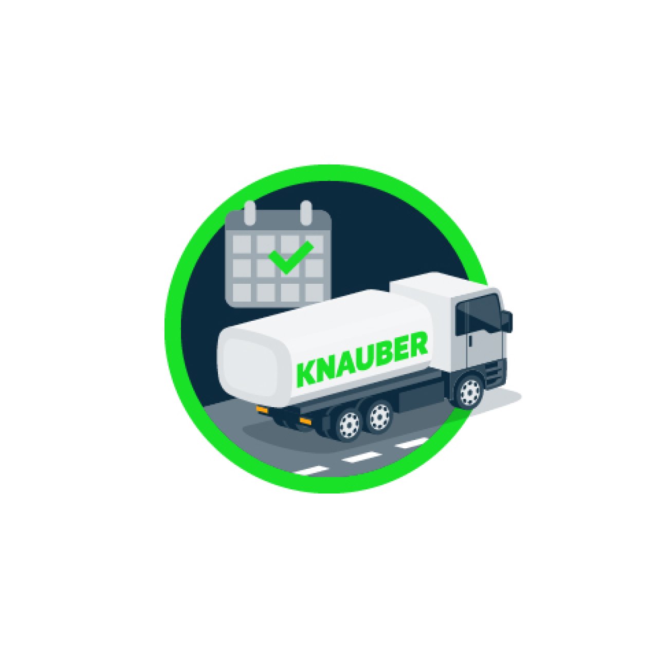 Icon, das einen LKW mit pünktlicher Lieferung zeigt.