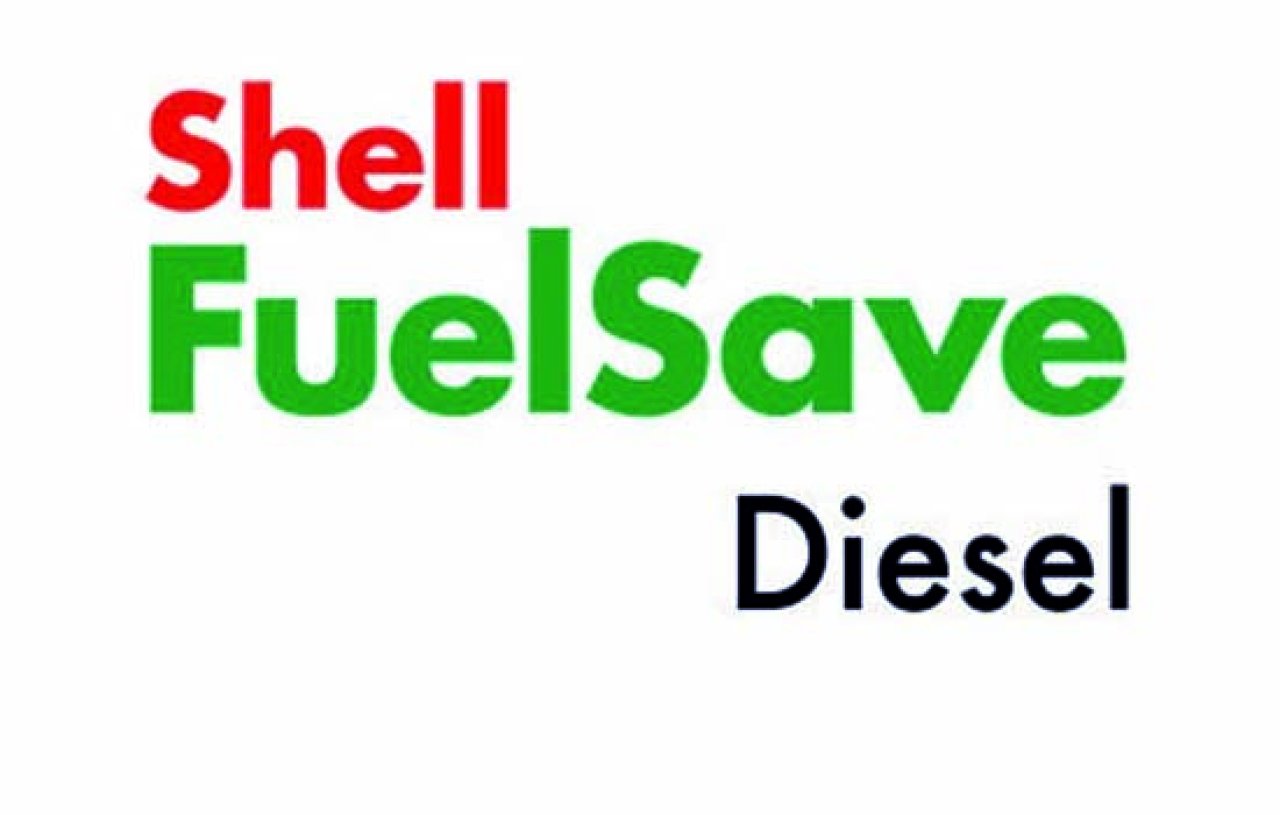 Shell Fuelsave Diesel Logo in rot, schwarz und grün.