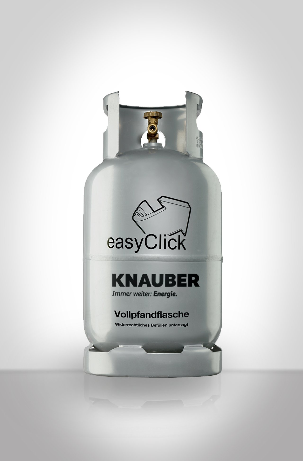 Eine silberne Knauber EasyClick Propangasflasche.